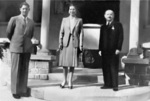King Mihai I of Romania, Queen Mother Helen, and Nicolae Blatt at the Foisor villa near Peles Castle, Sinaia, Romania, 1940s