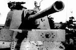 Front angle close-up of Type 4 Chi-To medium tank with Type 5 75-millimeter tank gun, Japan, 1944-1945