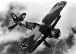 Hs 123A-1 aircraft of 7th Squadron of German 165th Dive Bomber Wing in flight over Fürstenfeldbruck, southern Germany, 1937