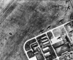 He 111Z glider tug aircraft taking off (left side of photograph) at Regensburg-Obertraubling Airfield, Germany, 1943; note three Me 321 gliders (upper right) and six Me 323 Gigant heavy transports (center right) at rest