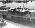 The incomplete French battleship Jean Bart at Casablanca, French Morocco, late Nov 1942; note Jean Bart