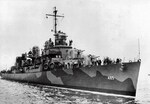 Fletcher-class destroyer USS Saufley in Measure 12-modified paint scheme with colors in shades of green, Sep 1942. Photo 1 of 2.