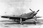 A-36A Mustang aircraft #42-83663, probably at North American Aviation Inglewood, California plant, United States, 1942; note open dive brakes. Photo 2 of 2.