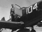 P-39 Airacobra fighter with its pilot, date unknown; note the unique 