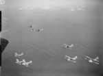 Albacore aircraft of No. 820 Squadron FAA in flight, 1940s