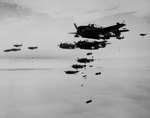 TBM Avenger and SB2C Helldiver bombers dropped their load on the Japanese city of Hakodate, Jul 1945