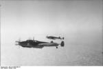 German Bf 110 night fighter aircraft in flight over Germany, 1942, photo 2 of 3