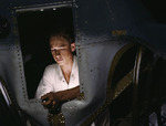 National Youth Administration trainee Elmer Pace working on a PBY Catalina aircraft, Corpus Christi, Texas, United States, Aug 1942