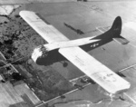 CG-4A glider #42-79211 in flight near Wilmington, Ohio, United States, late 1943; note tow line mounted to glider over the canopy
