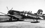 AU-1 Corsair fighter of US Marine Corps squadron VMF-212 at Gimpo airfield near Seoul, Korea, 1952