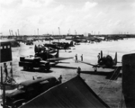 SBD Dauntless and F4U-1A Corsair aircraft of US Marine Corps group MAG-22 at Engebi Island, Enewetak Atoll, Marshall Islands, 1944