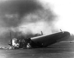 Destroyed US Marine Corps SBD Dauntless dive bomber at Marine Corps Air Station Ewa, US Territory of Hawaii, 7 Dec 1941