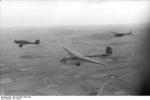 German Ju 87 Stuka dive bomber and DFS 230 gliders in flight over Italy, 1943