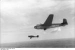 German DFS 230 glider in flight over Italy, 1943; note Ju 87 Stuka dive bomber in background