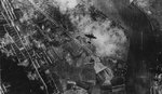 Two Do 17Z-2 bombers of German wing Kampfgeschwader 3 over Beckton Gas Works, flying southward toward Woolwich Arsenal, London, England, United Kingdom, 7 Sep 1940