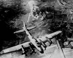 8th Air Force B-17 bomber raiding Focke Wulf plants at Marienburg, Germany (now Malbork, Poland), Oct 9 1943