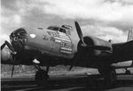 B-17 Flying Fortress bomber in New Caledonia, 1944; note markings that showed 118 bombing missions, 20 aircraft destroyed, 7 merchant ships sunk, and 6 combat vessels destroyed