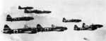 A formation of G4M bombers in flight, circa 1940s
