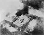 G4M bomber burning on the ground, circa 1943-1945