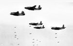 A-20 Havoc bombers of US 416th Bomb Group making a bombing run over Europe, circa late 1944