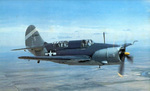 SB2C Helldiver aircraft in flight with tri-color plaint scheme from Feb 1945