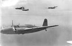 Ki-21 bombers in flight over Hamamatsu, Japan, date unknown