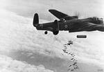 Lancaster B Mark I bomber of No. 101 Squadron RAF (Warrant Officer R. B. Tibbs) dropping a 4,000-lb HC 