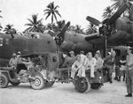 B-24 Liberator bomber and crew of US 7th Air Force at Funafuti, Ellice Islands, circa May 1943