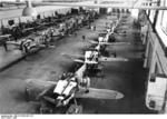 A factory in Germany producing Bf 109 fighters, 1943