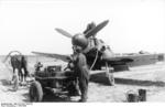 German Bf 109 refueling in Russia, 1941-1942; note horse-drawn fuel tank