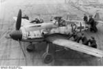 German crew pushing a Bf 109G-6 fighter of JG 2 at an airfield in France, Sep-Oct 1943