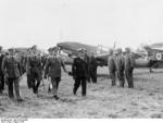 French Air Force Chief of Staff General Vuillemin inspecting the JG 2 of the German Air Force, with German Generals Erhard Milch and Hans-Jürgen Stumpff, Aug 1938