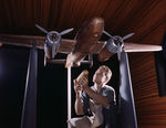 An experimental scale model of the B-25 plane being prepared for wind tunnel tests at the North American Aviation plant, Inglewood, California, United States, Oct 1942