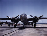 Newly-constructed B-25 Mitchell bombers outside the North American Aviation plant at Kansas City, Kansas, United States, Oct 1942