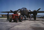 B-25 Mitchell bomber being pulled outside the North American Aviation plant at Kansas City, Kansas, United States, Oct 1942