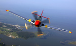 Ed Shipley flying a P-51C Mustang fighter during a show at Langley Air Force Base, Virginia, United States, 21 May 2007
