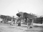 Captured N1K2-J aircraft preparing for flight, Japan, circa 1946