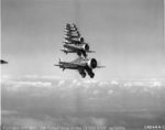 P-26A Peashooter fighters of USAAC 20th Pursuit Group flying in formation, 1930s