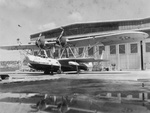 P2Y aircraft at rest before a hangar, circa 1933