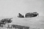 Launching a Re.2000 Falco I fighter from Vittorio Veneto