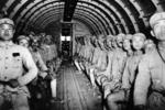 Chinese troops in the interior of a C-47 Skytrain aircraft, southern China or Burma, circa 1944-1945