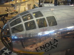 Close-up of cockpit and nose of B-29 Superfortress bomber 