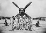 Test pilots in front of a Thunderbolt aircraft, date unknown