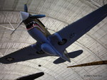 Underside of P-40E Warhawk fighter on display at Smithsonian Air and Space Museum Udvar-Hazy Center, Chantilly, Virginia, United States, 26 Apr 2009