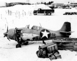 Damaged and partially disassembled F4F-3 Wildcat on Sand Island, Midway, circa 24-25 Jun 1942