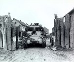M4 Sherman tank of 745th Tank Battalion, US 1st Infantry Division at Gladbach, Germany, 1 Mar 1945