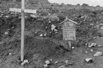 Grave marker of an American airman killed in combat and interned by the Japanese Army, Kiska, Aleutian Islands, US Territory of Alaska, Aug 1943