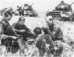 Russian tank crew resting, Manchuria, Aug 1945