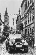Hitler touring Graslitz, Sudetenland, Germany (occupied Czechoslovakia), 4 Oct 1938