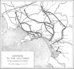 Map depicting the Allied advance north from Salerno, Italy toward Volturno River, 16 Sep-6 Oct 1943